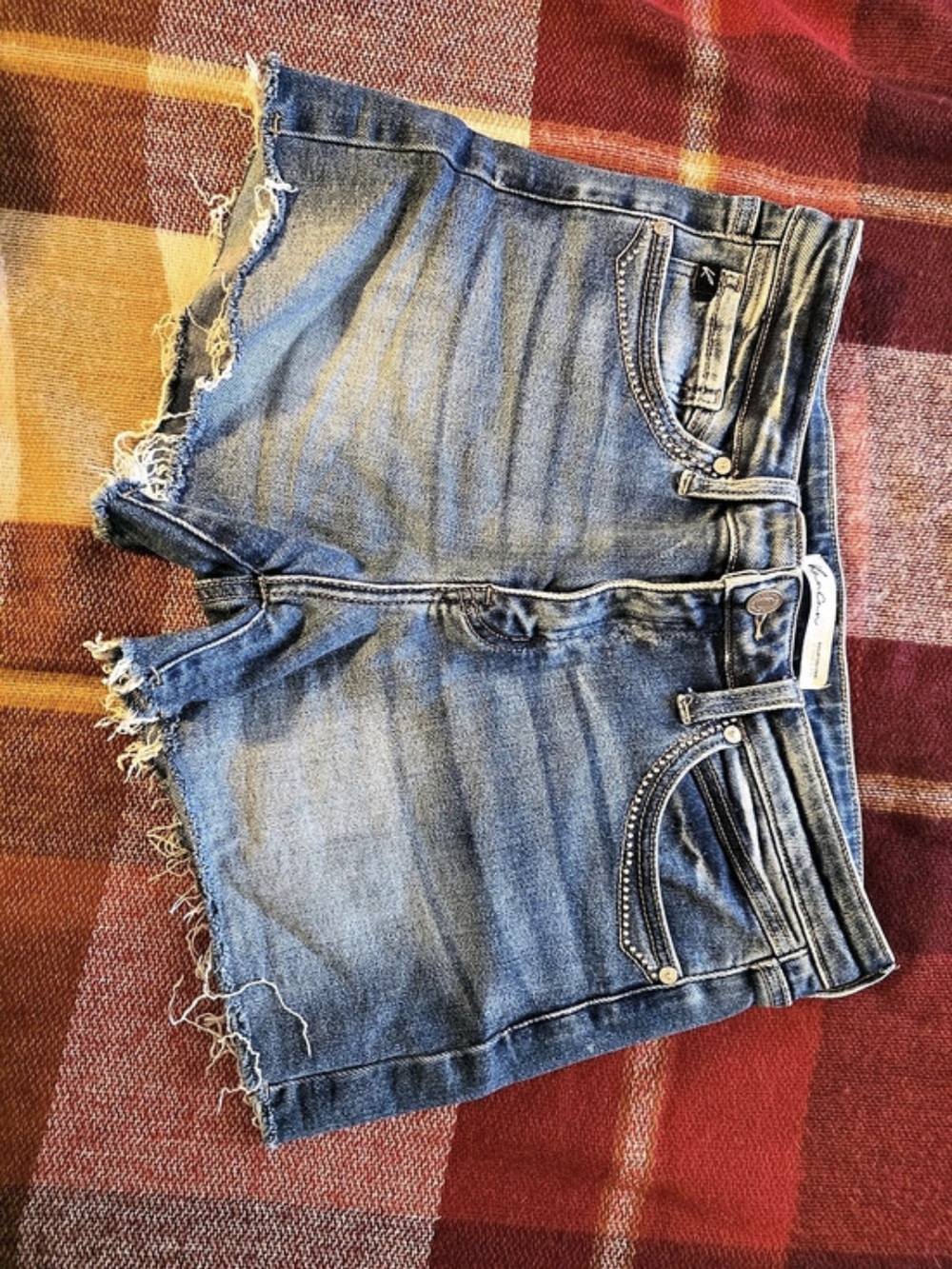KanCan Distressed Denim Jean Shorts in Blue